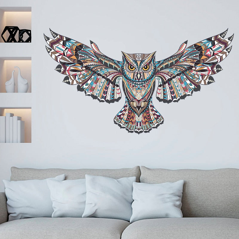 Colorful Owl Wall Decal For Kids Room Decor Removable PVC Vinyl Self Adhesive Wall Sticker For Modern Nursery Room Decoration
