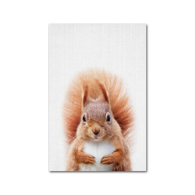 Nursery Wall Art Prints Cute Baby Animals Giraffe Bunny Hedgehog Owl Fox Bear Cub Baby Woodland Animals For Baby's Room Wall Art Decor