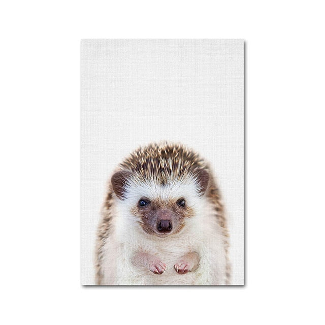 Nursery Wall Art Prints Cute Baby Animals Giraffe Bunny Hedgehog Owl Fox Bear Cub Baby Woodland Animals For Baby's Room Wall Art Decor
