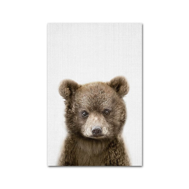 Nursery Wall Art Prints Cute Baby Animals Giraffe Bunny Hedgehog Owl Fox Bear Cub Baby Woodland Animals For Baby's Room Wall Art Decor