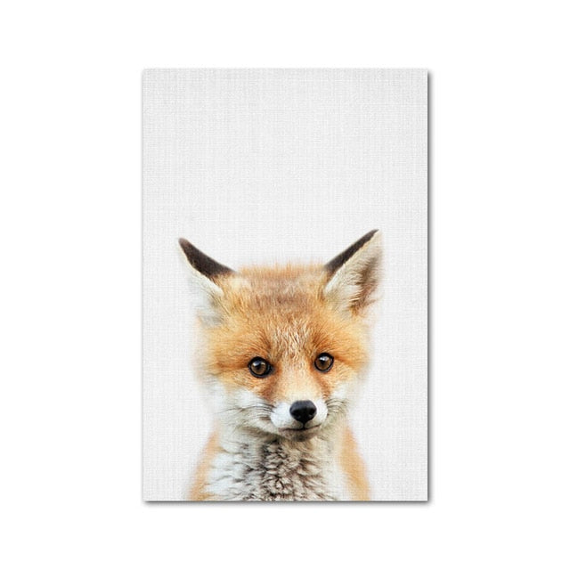 Nursery Wall Art Prints Cute Baby Animals Giraffe Bunny Hedgehog Owl Fox Bear Cub Baby Woodland Animals For Baby's Room Wall Art Decor