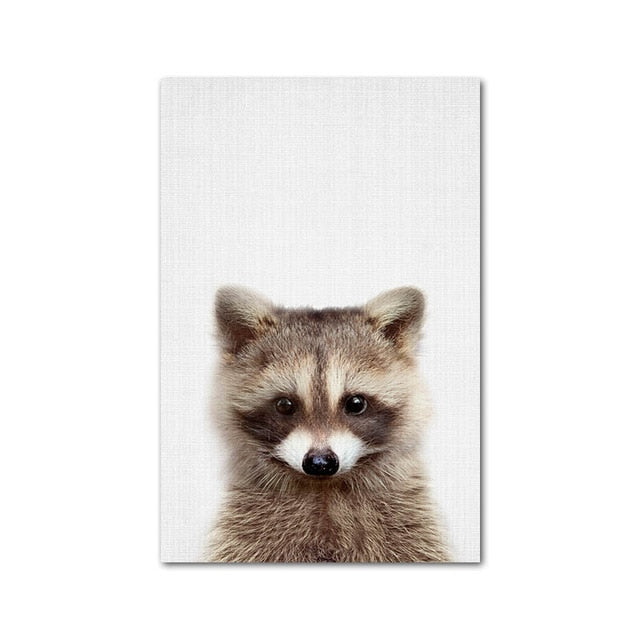 Nursery Wall Art Prints Cute Baby Animals Giraffe Bunny Hedgehog Owl Fox Bear Cub Baby Woodland Animals For Baby's Room Wall Art Decor