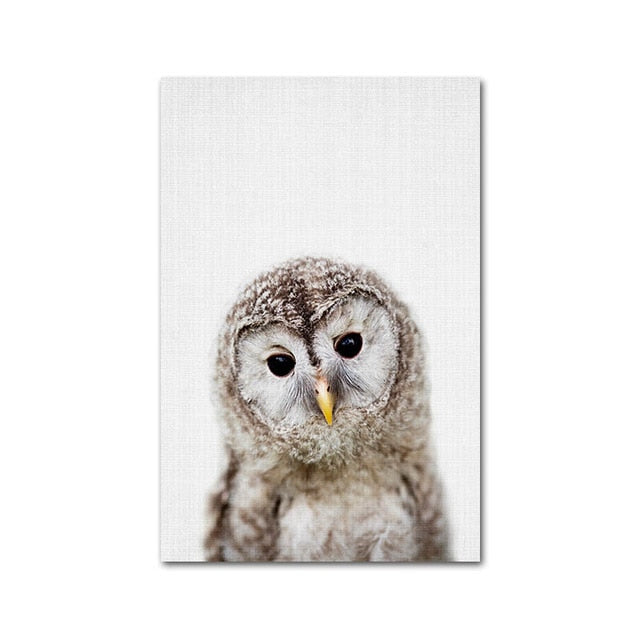 Nursery Wall Art Prints Cute Baby Animals Giraffe Bunny Hedgehog Owl Fox Bear Cub Baby Woodland Animals For Baby's Room Wall Art Decor