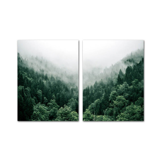 Misty Valley Green Forest Wall Art Mountain Wilderness Landscape Pictures Of Calm Fine Art Canvas Prints For Living Room Nordic Home Office Interior Decor