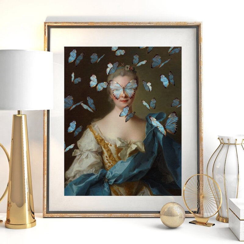 Retro Classical Abstract Portrait Wall Art Fine Art Canvas Prints Altered Vintage Gallery Pictures For Living Room Dining Room Contemporary Home Decor