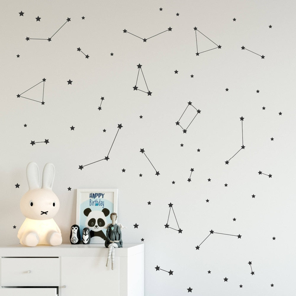 Minimalist Constellation Zodiac Wall Decals For Kids Bedroom Removable PVC Mural For Nursery Wall Creative Abstract Astronomy DIY Nursery Room Decoration