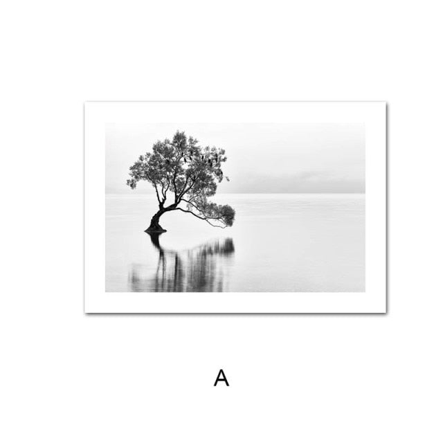 Mystical Wolf Mountain Landscape Wall Art Fine Art Canvas Prints Feather Skull Dream Catcher Minimalist Black White Wall Art Nordic Home Decor