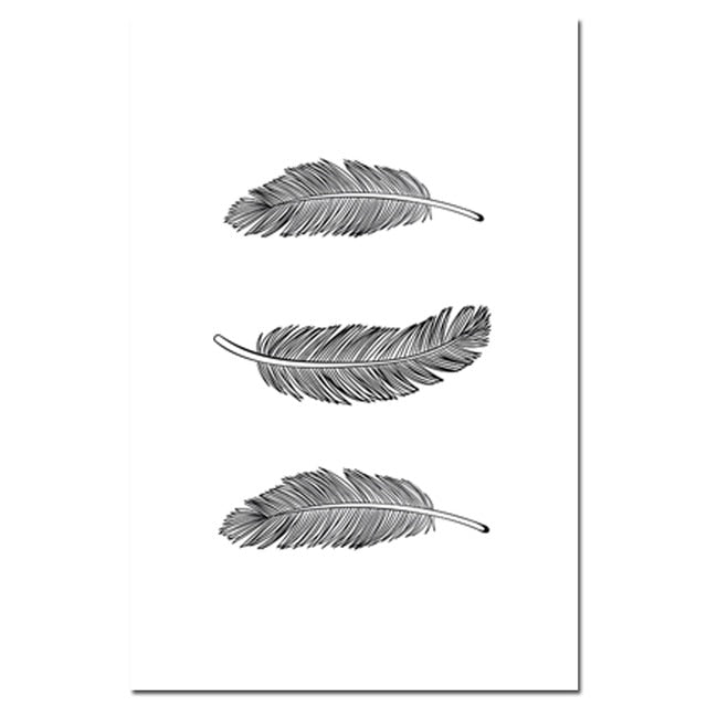 Minimalist Black And White Feathers Home Wall Art Fine Art Canvas Prints Faith Hope Love Quote Nordic Style Pictures For Simple Home Interior Decor