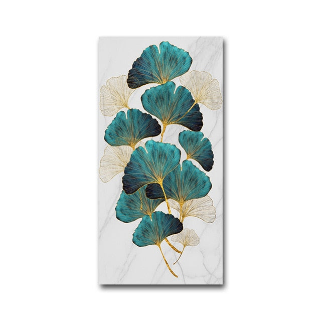 Golden Jade Exotic Botanical Leaves Wall Art Modern Luxury Picture For Living Room Dining Room Vertical Format Fine Art Canvas Prints For Home Office Interior Decor