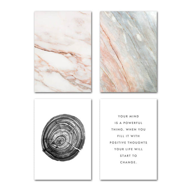 Neutral Colors Nordic Marble Wall Art Daily Mantra Your Mind Is A Powerful Thing Inspirational Posters Fine Art Canvas Prints For Living Room Decor.