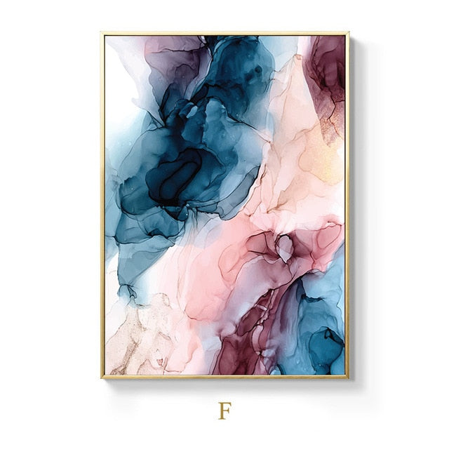 Alien Clouds Abstract Wall Art Colorful Fine Art Canvas Prints Modern Contemporary Nordic Style Marble Effect Pictures For Living Room Bedroom Home Decor