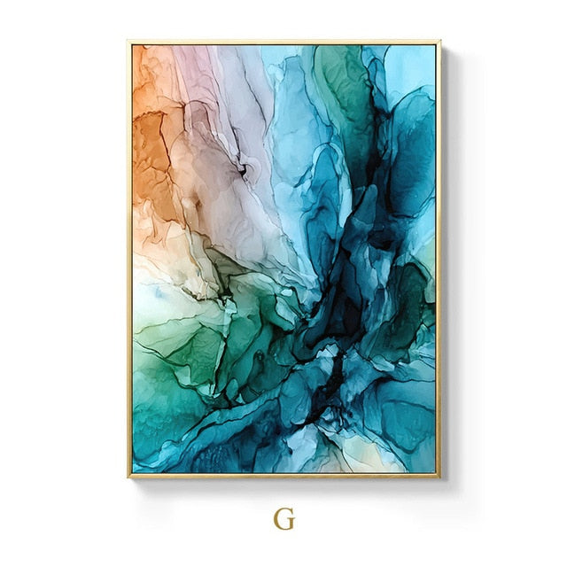 Alien Clouds Abstract Wall Art Colorful Fine Art Canvas Prints Modern Contemporary Nordic Style Marble Effect Pictures For Living Room Bedroom Home Decor