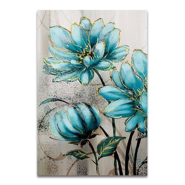 Blue Flowers Bathed In Sunshine Modern Wall Art Floral Pictures Fine Art Canvas Prints For Living Room Bedroom Hotel Room Modern Home Interior Decor