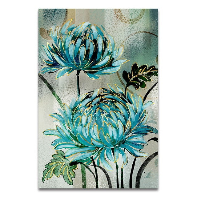 Blue Flowers Bathed In Sunshine Modern Wall Art Floral Pictures Fine Art Canvas Prints For Living Room Bedroom Hotel Room Modern Home Interior Decor