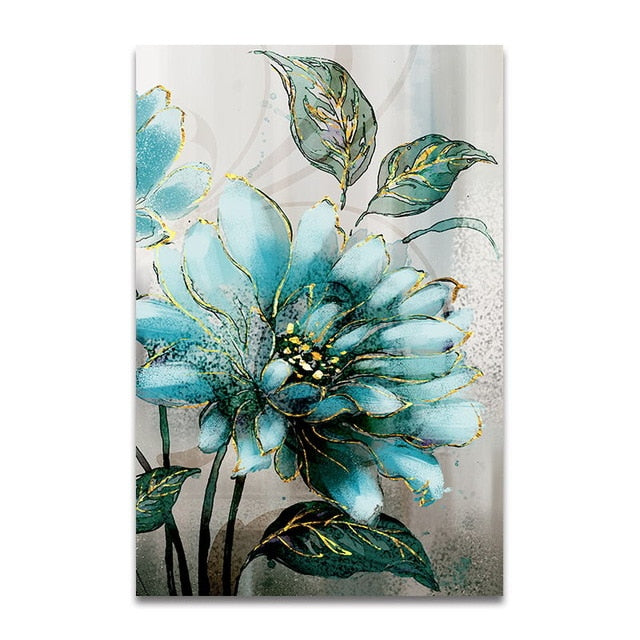 Blue Flowers Bathed In Sunshine Modern Wall Art Floral Pictures Fine Art Canvas Prints For Living Room Bedroom Hotel Room Modern Home Interior Decor