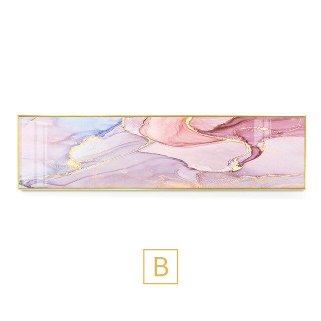 Abstract Pink Marble Wall Art Wide Format Fine Art Canvas Prints Modern Panoramic Pictures For Above Bed Bedroom Art Living Room Sofa Wall Decor