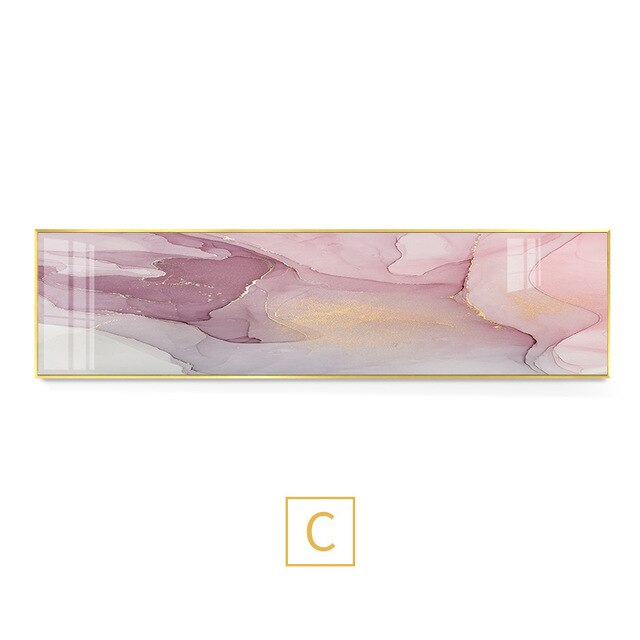 Abstract Pink Marble Wall Art Wide Format Fine Art Canvas Prints Modern Panoramic Pictures For Above Bed Bedroom Art Living Room Sofa Wall Decor