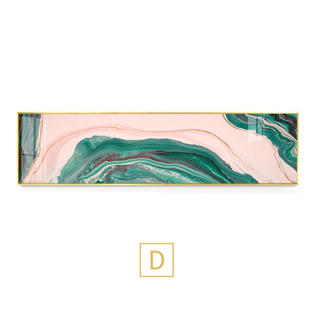 Abstract Pink Marble Wall Art Wide Format Fine Art Canvas Prints Modern Panoramic Pictures For Above Bed Bedroom Art Living Room Sofa Wall Decor