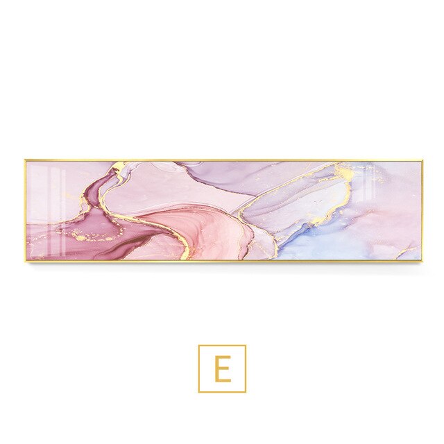 Abstract Pink Marble Wall Art Wide Format Fine Art Canvas Prints Modern Panoramic Pictures For Above Bed Bedroom Art Living Room Sofa Wall Decor