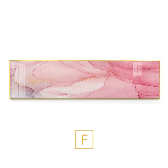 Abstract Pink Marble Wall Art Wide Format Fine Art Canvas Prints Modern Panoramic Pictures For Above Bed Bedroom Art Living Room Sofa Wall Decor