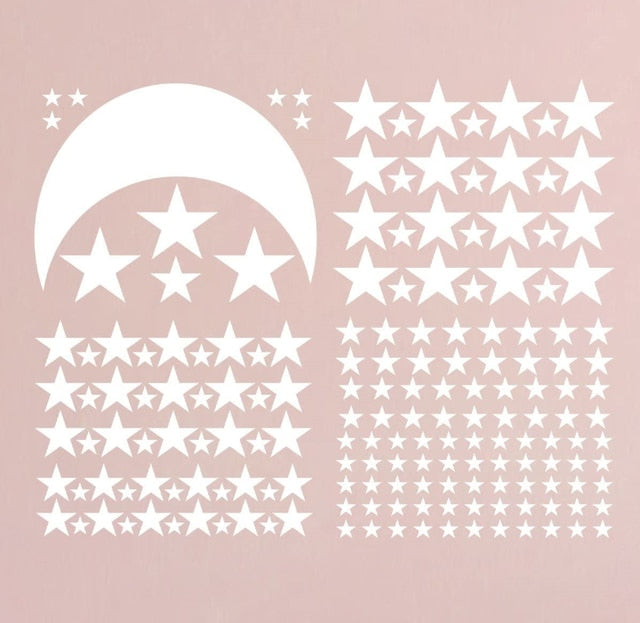 Moon And Stars Wall Decals Removable PVC Vinyl Wall Stickers For Kids Room Baby's Room Simple Creative DIY Home Decor Nordic Style Nursery Wall Decoration