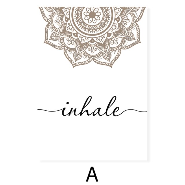 Scandinavian Floral Mandala Wall Art Inhale Exhale Quotation Posters For Meditation Yoga Inspirational Minimalist Pictures Nordic Home Wall Art Decor