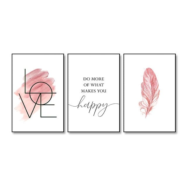 Blush Pink Do More Of What Makes You Happy Quote Wall Art Fine Art Canvas Prints Inspirational Fashion Posters For Girls Room Nordic Style Home Wall Art Decor