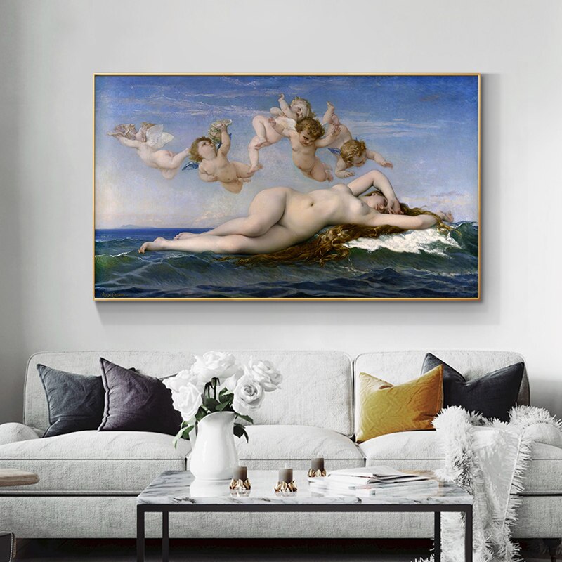 Famous Paintings Wall Art The Birth of Venus By Alexandre Cabanel Fine Art Raw Canvas Prints Classical Pictures For Living Room Dining Room Wall Art Decor