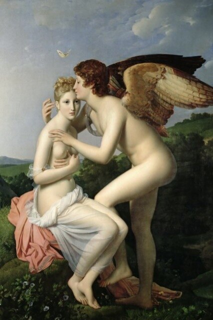 Famous Painting Wall Art Psyche Receiving the First Kiss of Cupid by François Pascal Simon Gérard Fine Art Canvas Prints For Living Room Bedroom Wall Art Decor