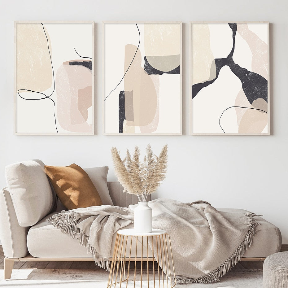 Neutral Soft Beige and White Minimalist Abstract Throw Pillow by