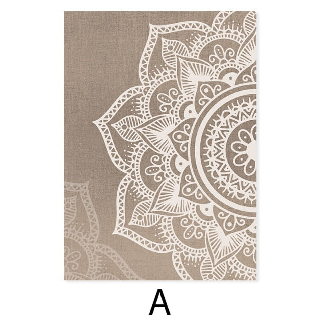 Scandinavian Floral Mandala Wall Art Geometric Nordic Posters For Meditation Yoga Inspirational Minimalist Pictures For Living Room Bedroom Wall Art Decor