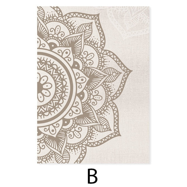 Scandinavian Floral Mandala Wall Art Geometric Nordic Posters For Meditation Yoga Inspirational Minimalist Pictures For Living Room Bedroom Wall Art Decor