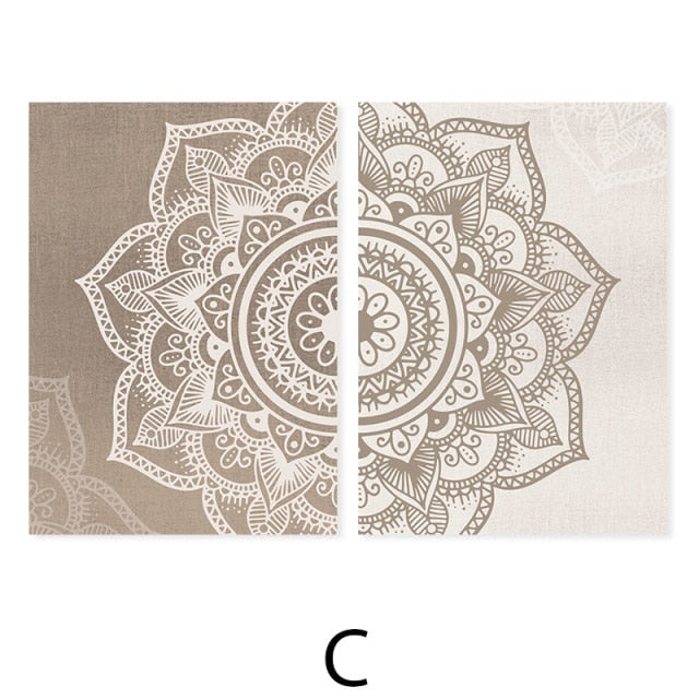 Scandinavian Floral Mandala Wall Art Geometric Nordic Posters For Meditation Yoga Inspirational Minimalist Pictures For Living Room Bedroom Wall Art Decor