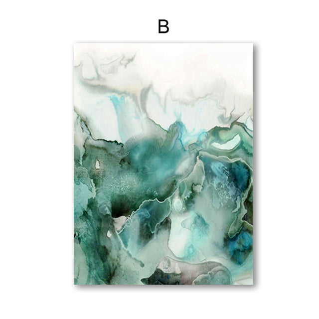 Mint Green Liquid Marble Wall Art Fine Art Canvas Prints Modern Abstract Pictures For Living Room Dining Room Scandinavian Home Interior Art Decor
