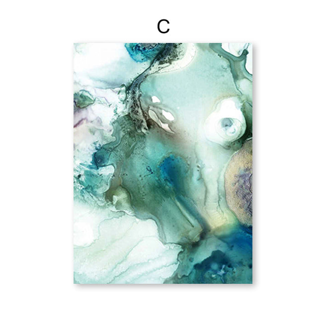 Mint Green Liquid Marble Wall Art Fine Art Canvas Prints Modern Abstract Pictures For Living Room Dining Room Scandinavian Home Interior Art Decor
