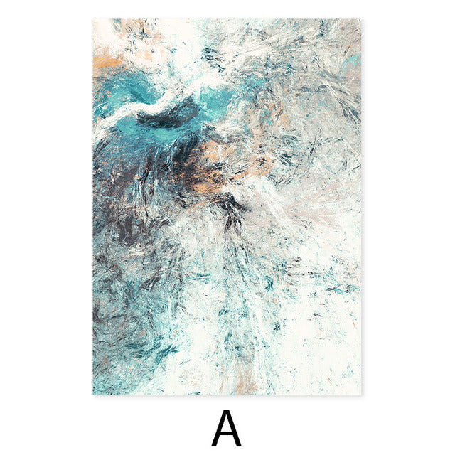 Minimalist Modern Abstract Wall Art Natural Shades Of Blue Green Fine Art Canvas Prints Nordic Style Pictures Scandinavian Home Interior Decor
