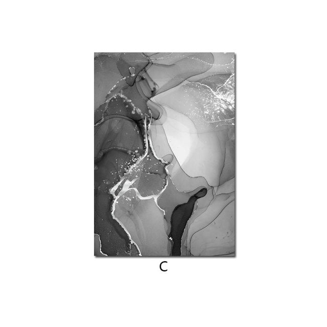 Black White Liquid Marble Print Wall Art Fine Art Canvas Print Modern Pictures For Living Room Kitchen Bedroom Nordic Style Home Office Interior Decor
