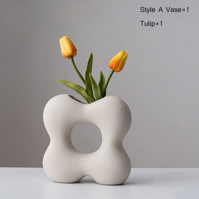 Abstract Nordic Art Vase Neutral Color Modern Minimalist Contemporary Decoration For Living Room Dining Room Scandinavian Interior Decor