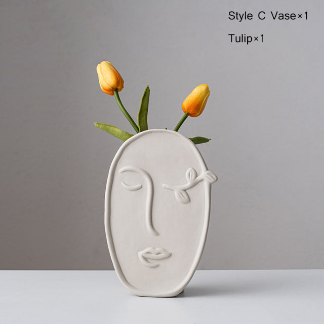 Abstract Nordic Art Vase Neutral Color Modern Minimalist Contemporary Decoration For Living Room Dining Room Scandinavian Interior Decor