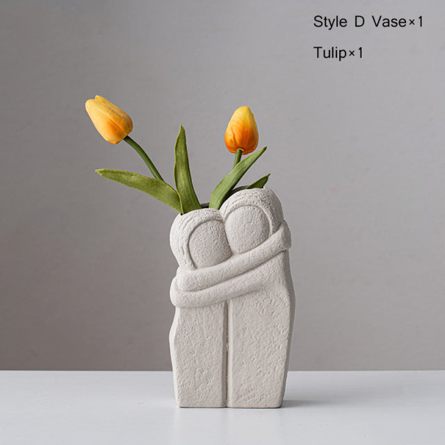 Abstract Nordic Art Vase Neutral Color Modern Minimalist Contemporary Decoration For Living Room Dining Room Scandinavian Interior Decor