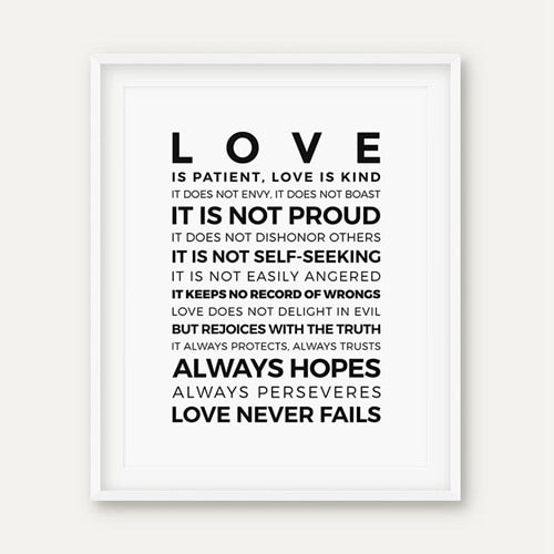Love Is Patient Love Is Kind Simple Minimalist Quotations Of Love Wall Art Black And White Fine Art Canvas Prints Nordic Style Home Interior Decor