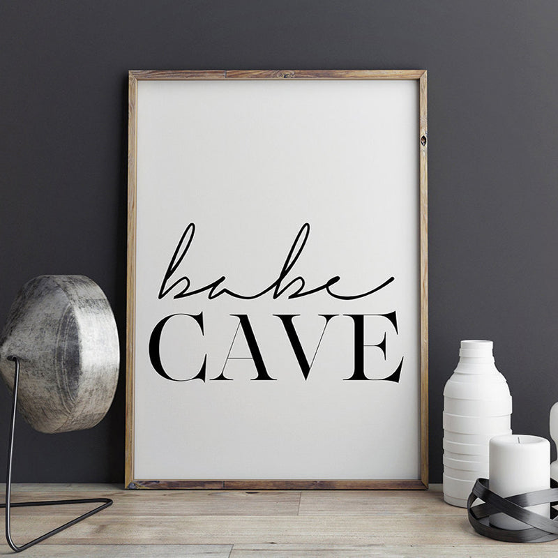 Babe Cave Girl's Room Black and White Fashion Wall Art Canvas Poster Print Simple Nordic Modern Home Decor Paintings For Girls Bedroom