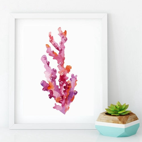 Beautiful Colorful Coral Specimens Subtle Abstract Wall Art Marine Life Fine Art Canvas Prints Paintings For Bathroom Nordic Style Interior Decor