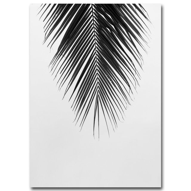 Tropical Palm Leaves Simple Minimalist Black & White Wall Art Posters Fine Art Canvas Prints For Living Room Modern Scandinavian Interior Design