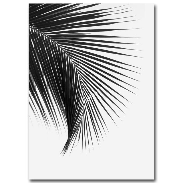 Tropical Palm Leaves Simple Minimalist Black & White Wall Art Posters Fine Art Canvas Prints For Living Room Modern Scandinavian Interior Design
