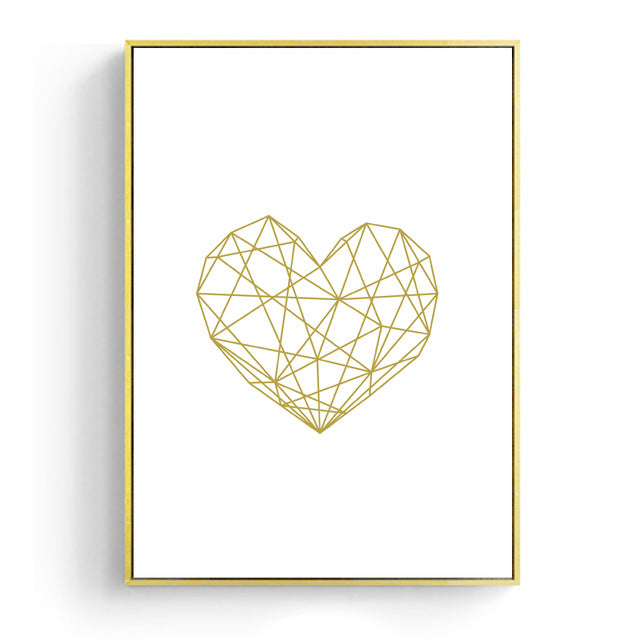 Nordic Minimalist Geometric Wall Art Deer Motif And Heart Icon Fine Art Canvas Prints Pictures For Modern Office Home Living Room Interior Decor