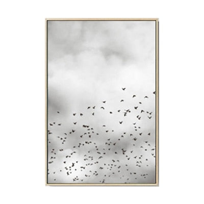 Abstract Landscape Birds Feather Minimalist Nordic Fine Art Canvas Prints Black White White Photographic Art For Modern Home Office Decor