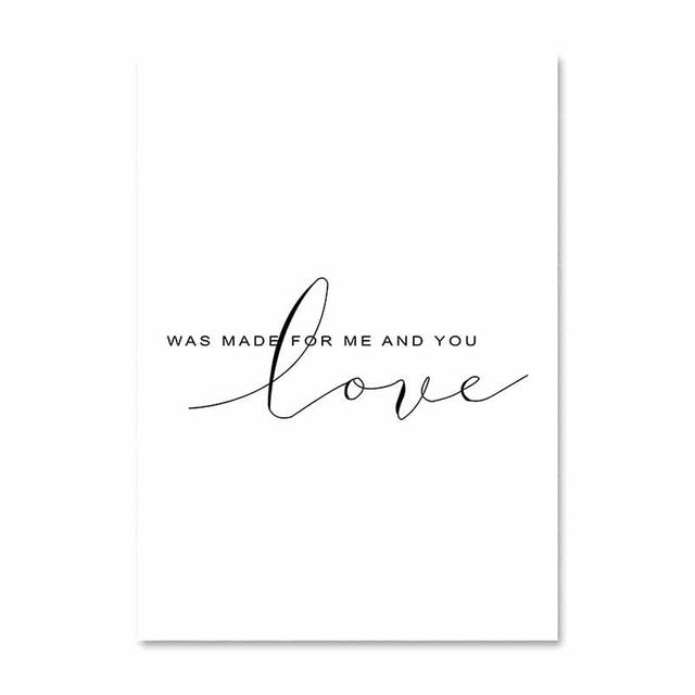 Beautiful Pink Rose Poster Love Was Made For Me And You Love Quotation Fine Art Canvas Prints Nordic Style Interior Decor Paintings For Bedrooms