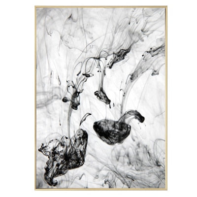 Abstract Black Ink Canvas Poster Water Art Black and White Paintings Modern Photographic Prints For Offices Salons and Modern Home Decor