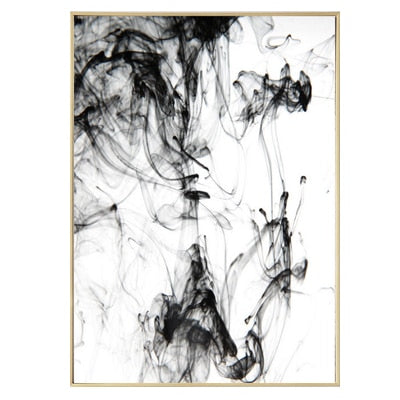 Abstract Black Ink Canvas Poster Water Art Black and White Paintings Modern Photographic Prints For Offices Salons and Modern Home Decor